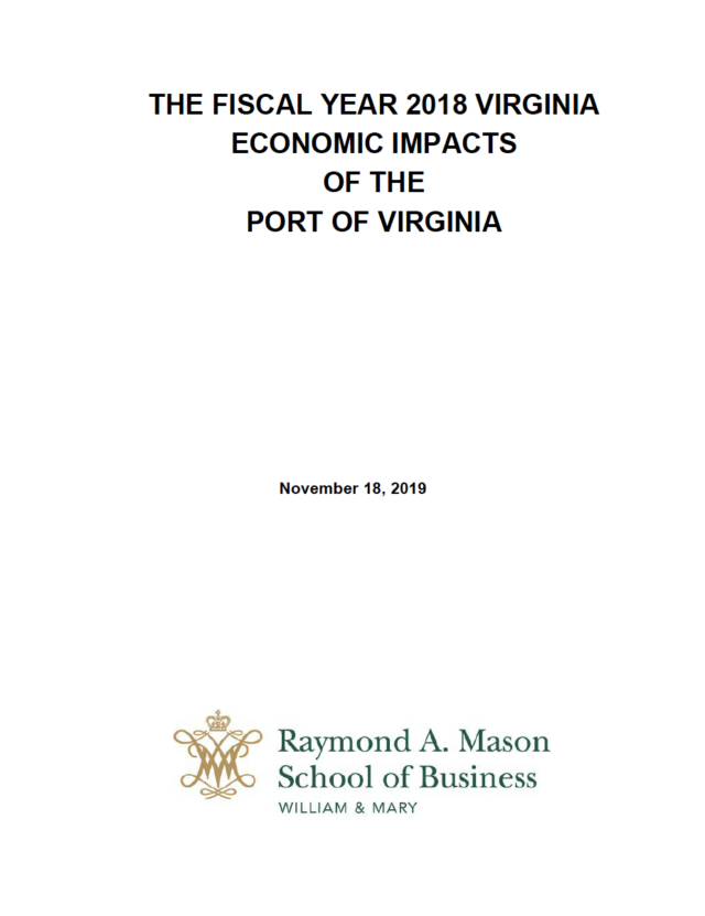 THE FISCAL YEAR 2018 VIRGINIA ECONOMIC IMPACTS OF THE PORT OF VIRGINIA